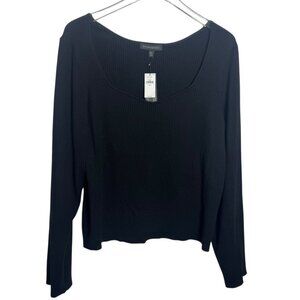 Banana Republic Serene Sweater Black XXL womens Soft Ribbed Scoop Neck